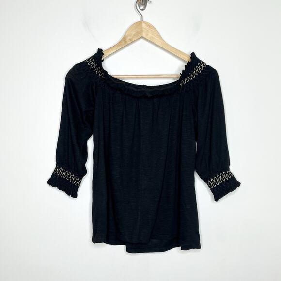 Anthropologie Sunday In Brooklyn Smocked Top Womens Small Off The Shoulder Boho - Picture 8 of 8